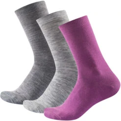Devold Daily Light Chaussettes 3 Packs Femme, Rose/Multicolore