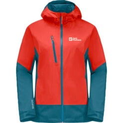Jack Wolfskin Eagle Peak Veste 2L Femme, Orange/Bleu Pétrole