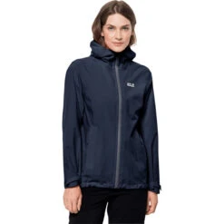 Jack Wolfskin Pack & Go Veste Shell Femme, Bleu -komperdell boutique jack wolfskin pack go softshell jacket women night blue 4